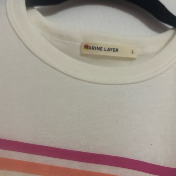 Marine Layer Rainbow Stripe Classic Tee Women’s Large – NWOT - Picture 3 of 8